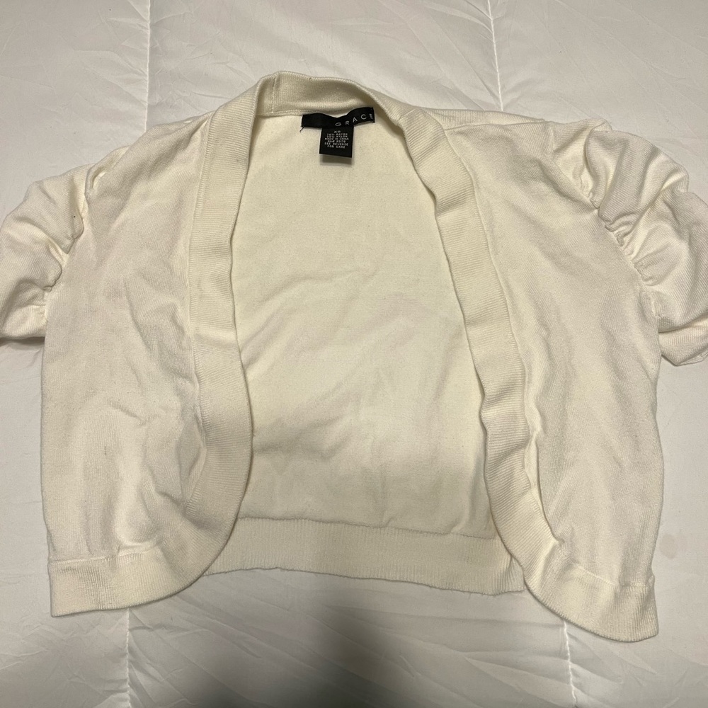 Cropped White Cardigan, XS